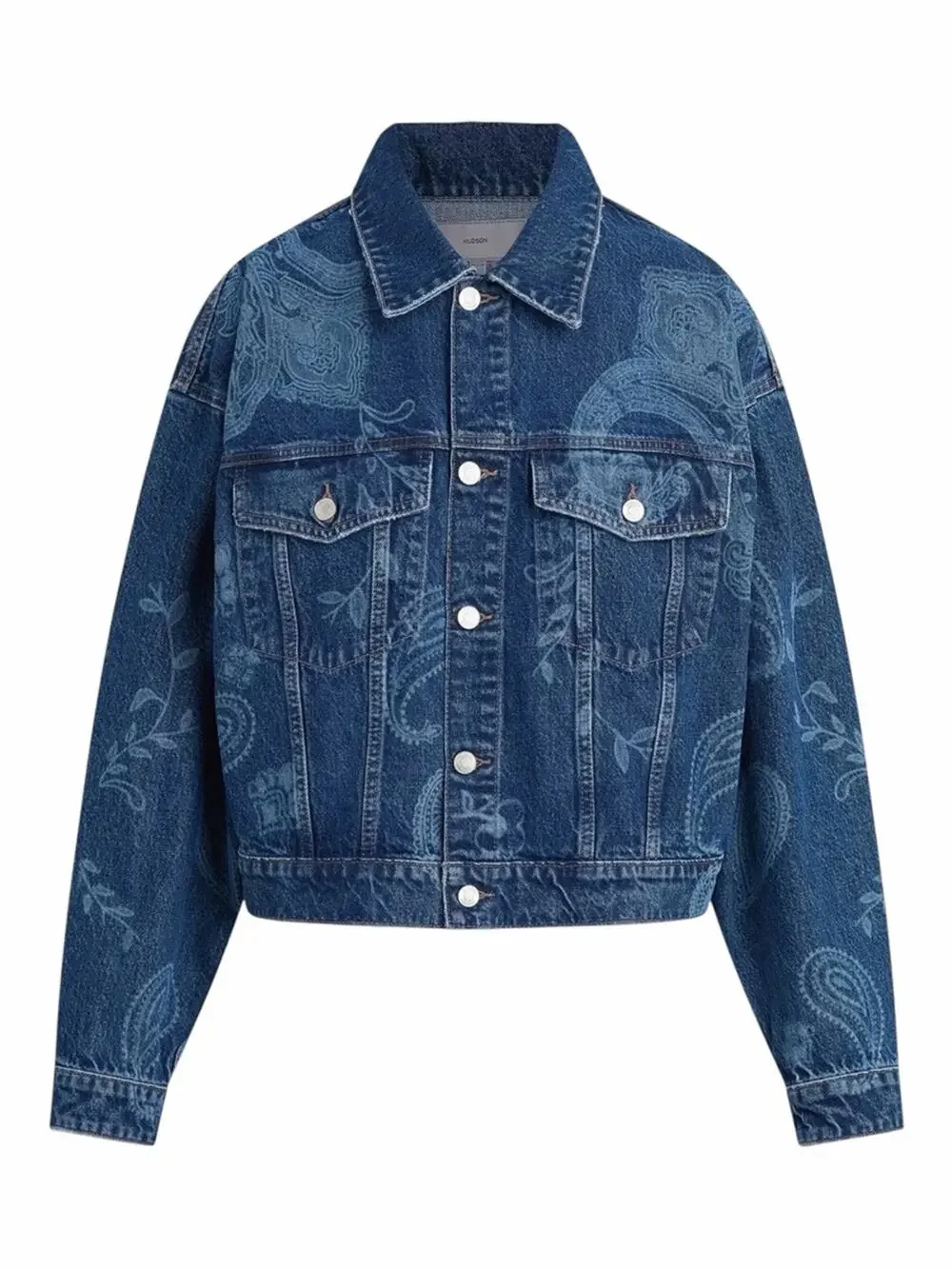 HUDSON Paisley Print Boyfriend Trucker Denim Jacket NWT Medium
